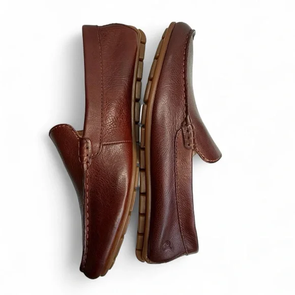 Born Liam Mahogany Brown Leather Driving Loafers • Handcrafted Comfort Shoes - Picture 5 of 12